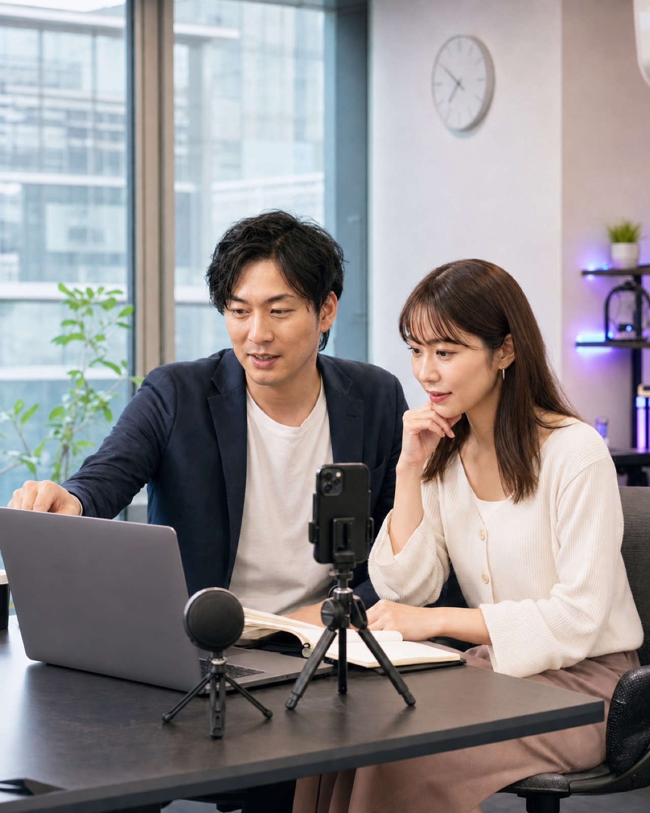 配信計画と運用データを確認するクリエイターと運営担当者